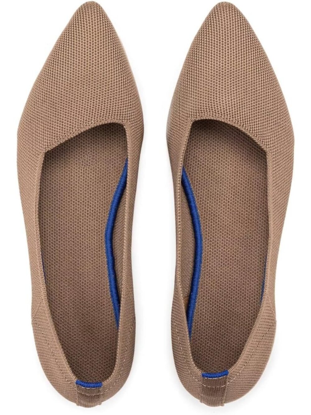 Women's Brown Comfort Pointed Toe Softable Pull On Knit Dress Casual Flat ShoesE